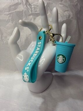 Starbucks Teal Silicone Cup & Strap Keychain